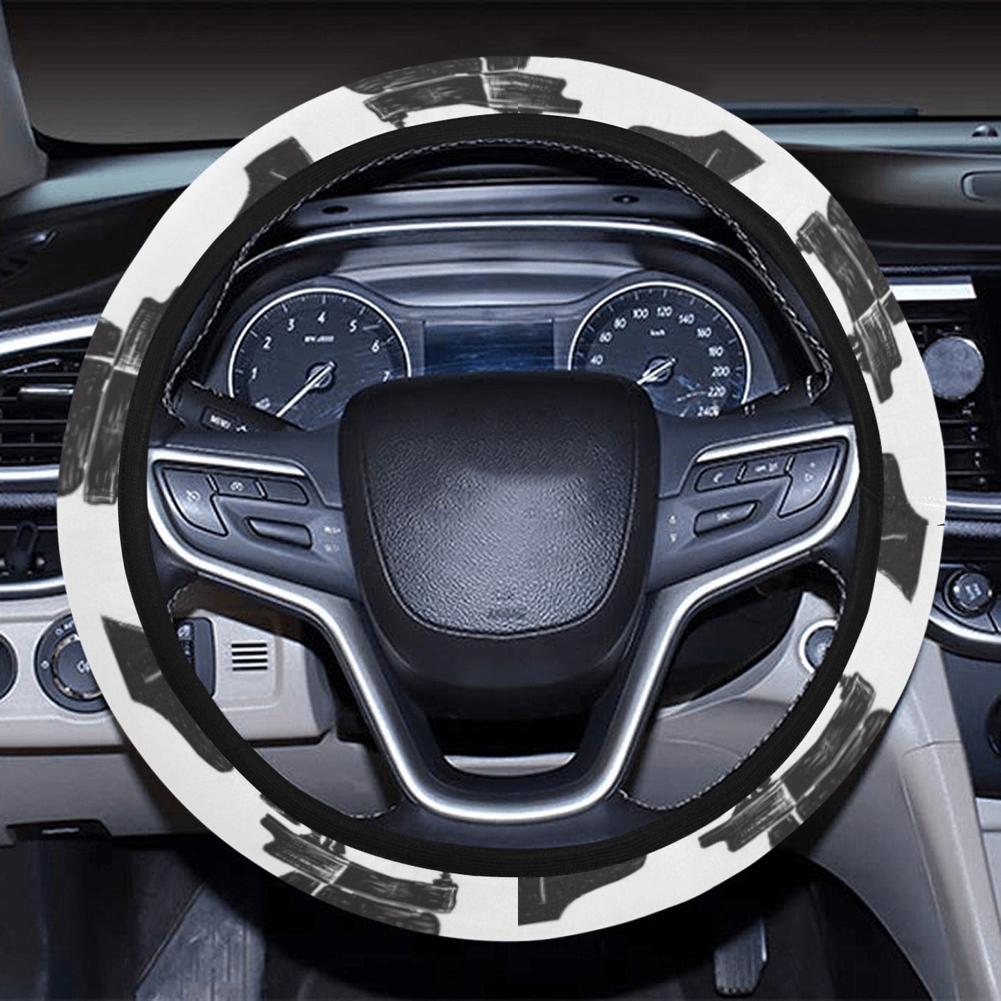 Piano Print Design LKS401 Steering Wheel Cover with Elastic Edge