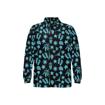 Beach Scene Pattern Print Design 03 Long Sleeve Polo Shirt For Men's