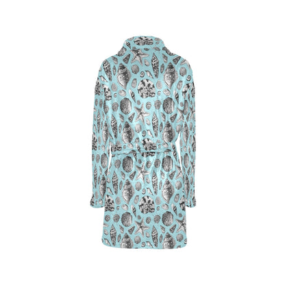 Seashell Beach Print Design LKS302 Women's Fleece Robe