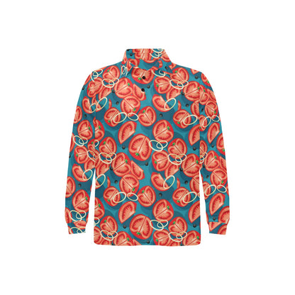 Tomato Print Design LKS301 Long Sleeve Polo Shirt For Men's