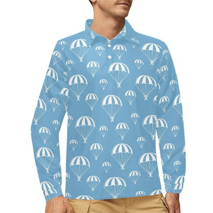 Skydiver Print Design LKS305 Long Sleeve Polo Shirt For Men's