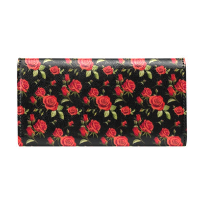 Red Rose Themed Print Women's Trifold Wallet