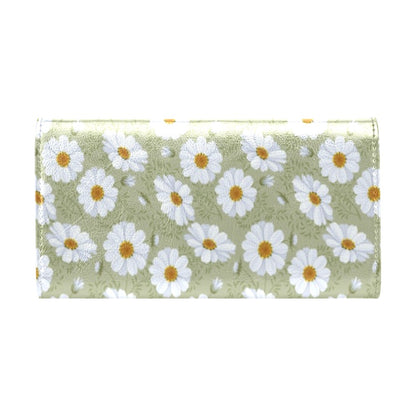 Daisy Yellow Print Pattern Women's Trifold Wallet