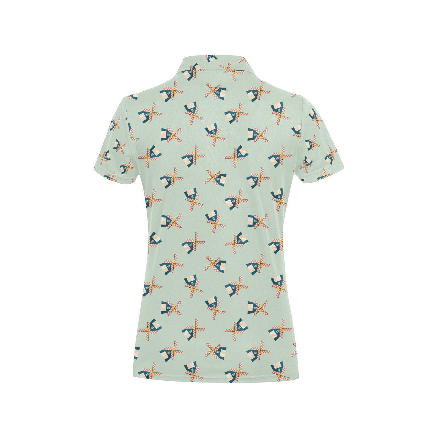 Windmill Pattern Print Design 02 Women's Polo Shirt