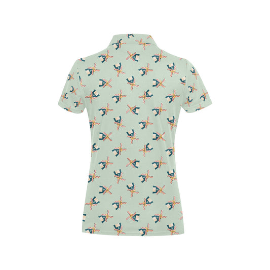 Windmill Pattern Print Design 02 Women's Polo Shirt