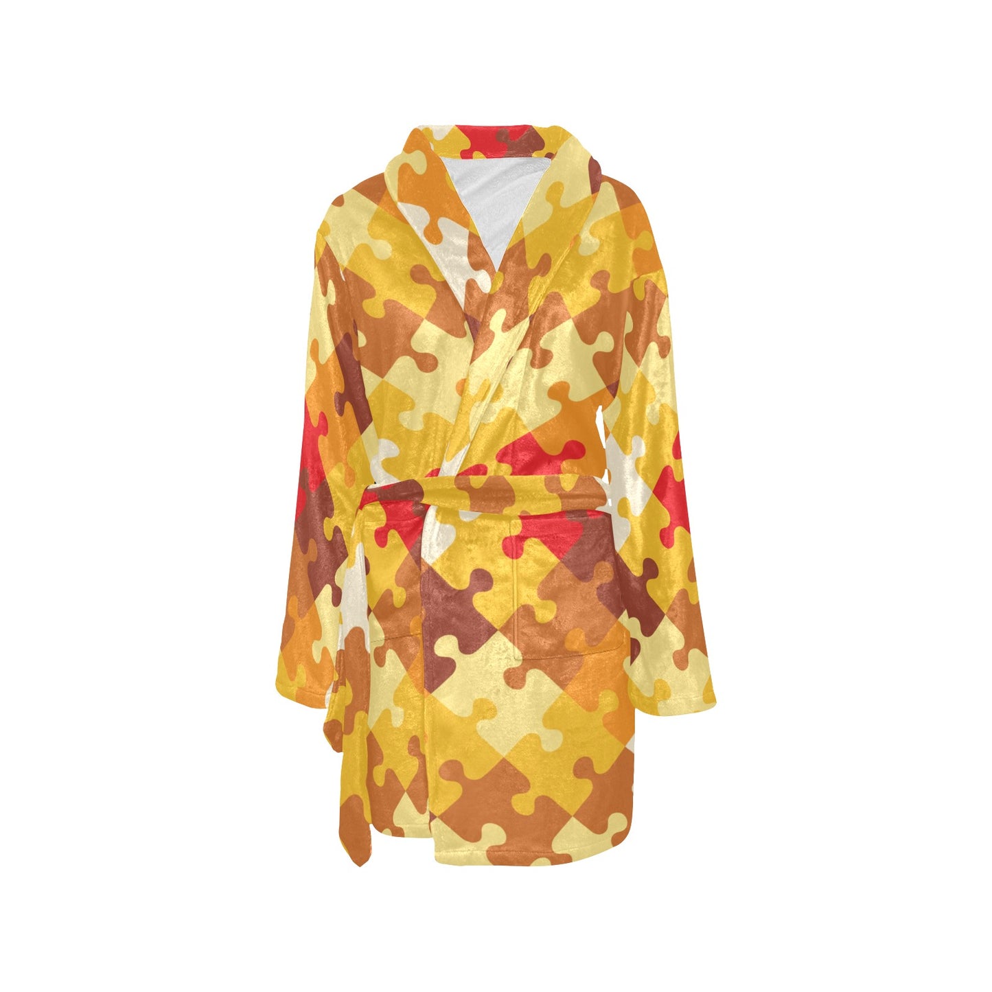 Puzzle Pattern Print Design A01 Women's Fleece Robe
