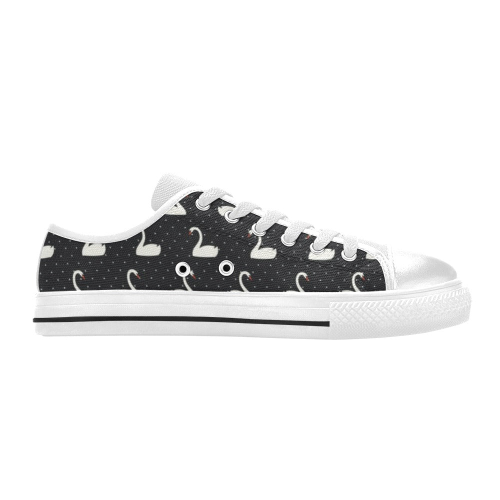 Swan Print Design LKS401 Women's White Low Top Shoes