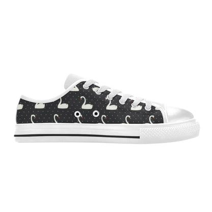 Swan Print Design LKS401 Women's White Low Top Shoes