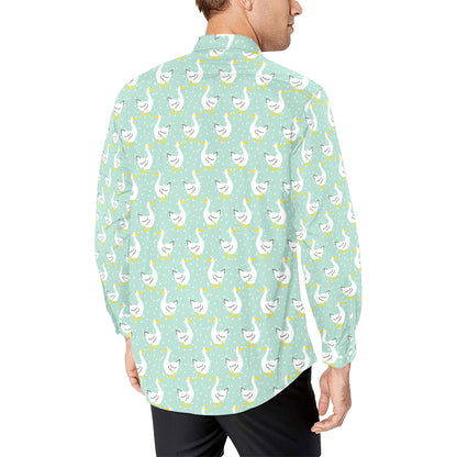 Goose Print Design LKS404 Men's Long Sleeve Dress Shirt