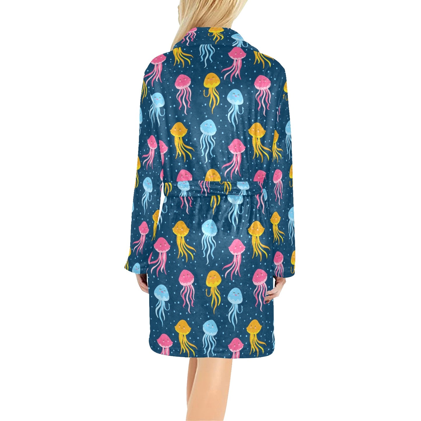 Jellyfish Pattern Print Design 04 Women's Fleece Robe