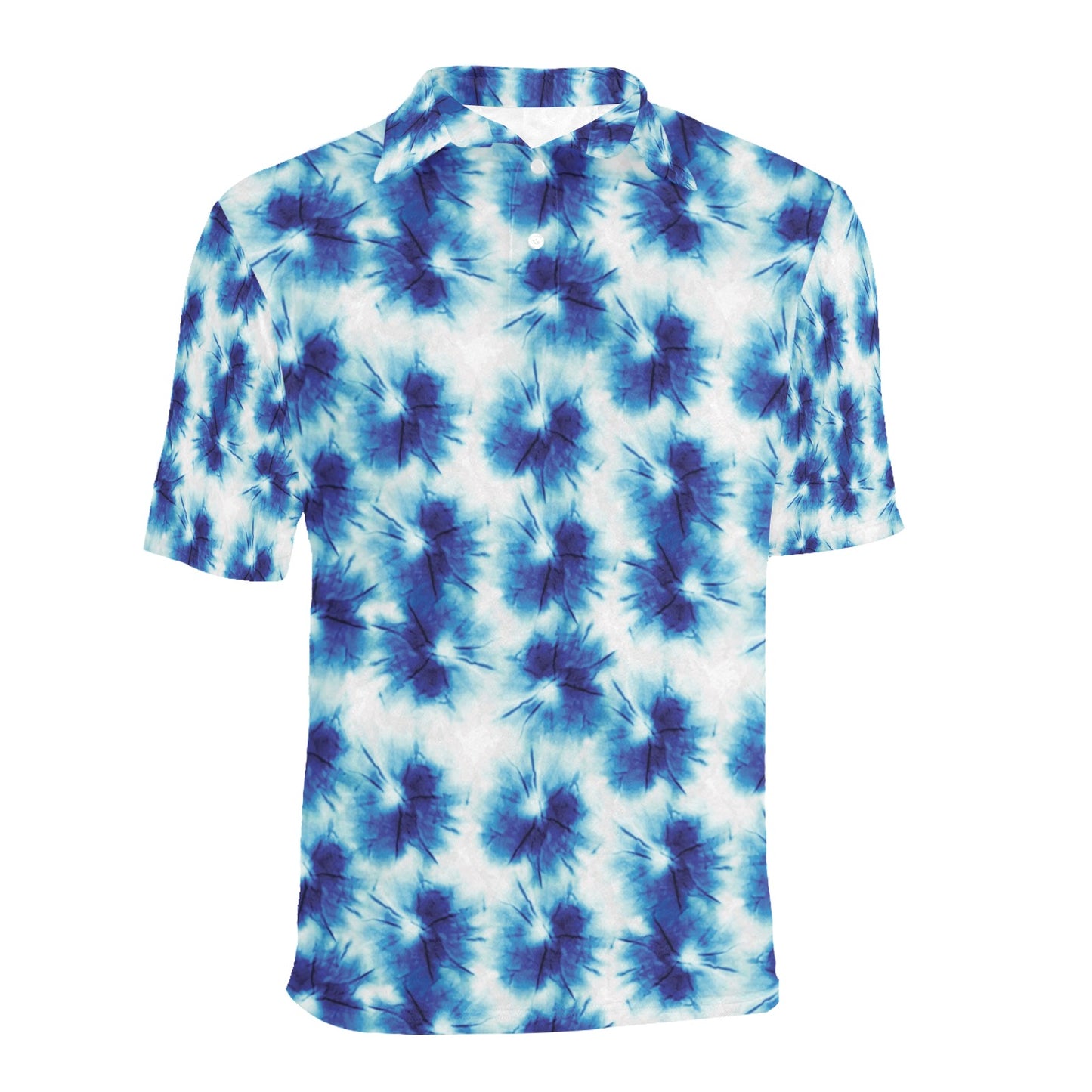 Tie Dye Blue Print Design LKS305 Men Polo Shirt