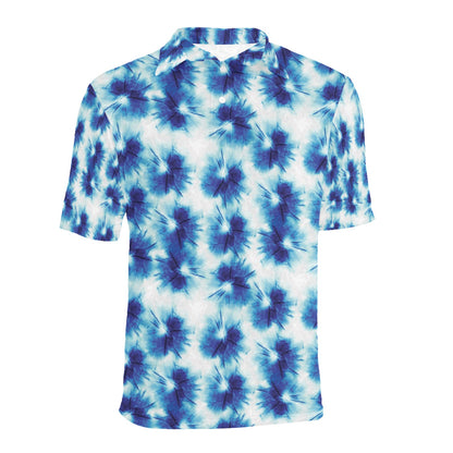 Tie Dye Blue Print Design LKS305 Men Polo Shirt