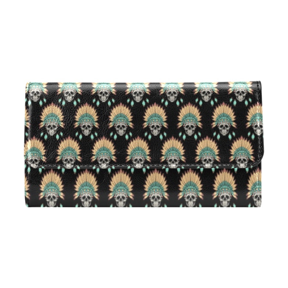 American indian Skull Pattern Women's Trifold Wallet