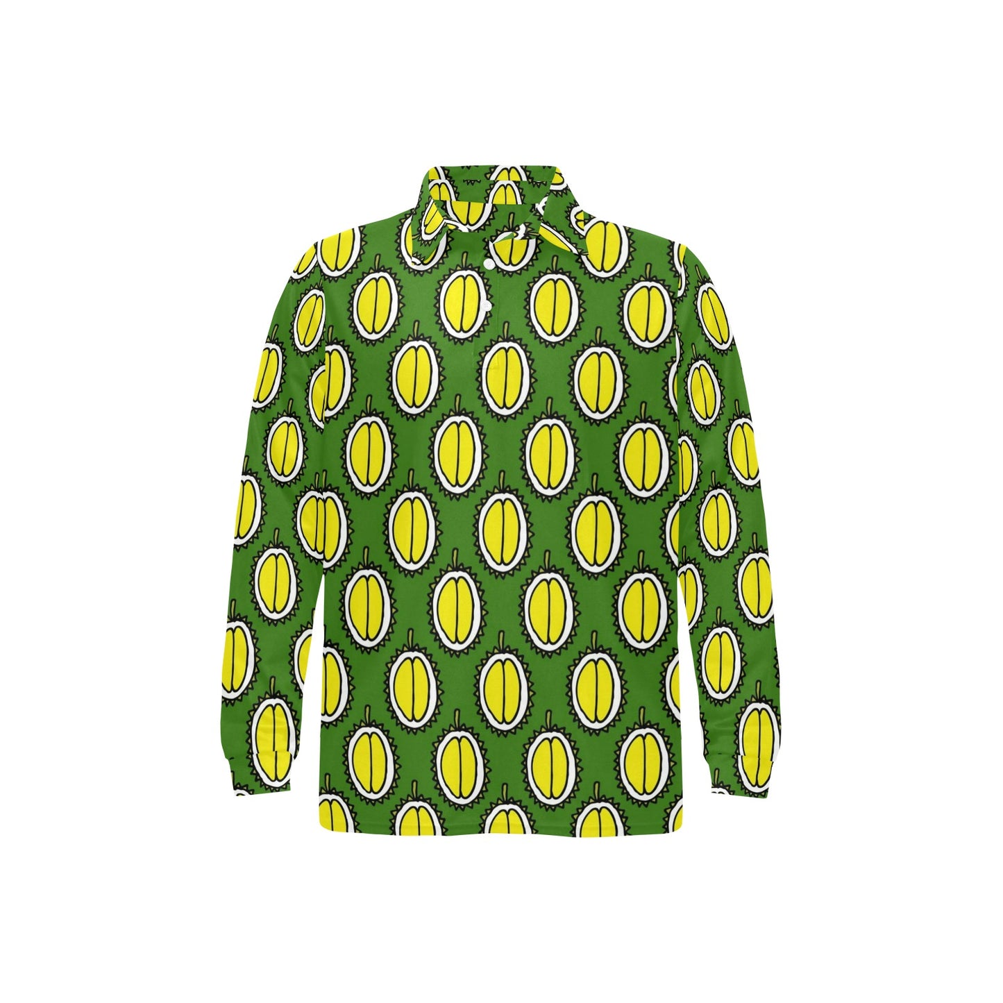 Durian Pattern Print Design DR01 Long Sleeve Polo Shirt For Men's