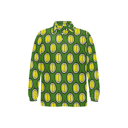 Durian Pattern Print Design DR01 Long Sleeve Polo Shirt For Men's