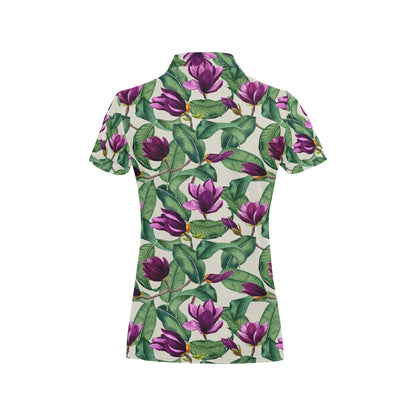 Magnolia Pattern Print Design MAG07 Women's Polo Shirt