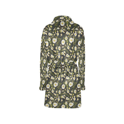 Daisy Pattern Print Design 03 Women's Fleece Robe