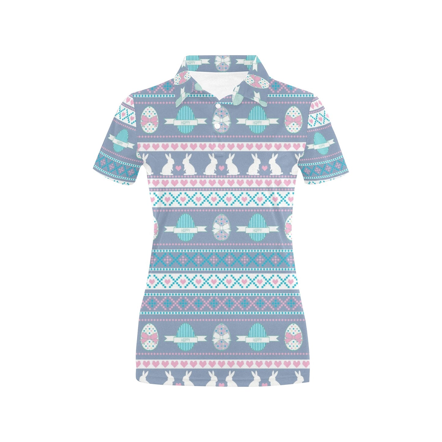 Easter Eggs Pattern Print Design RB013 Women's Polo Shirt