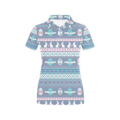 Easter Eggs Pattern Print Design RB013 Women's Polo Shirt