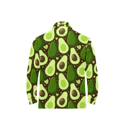 Avocado Pattern Print Design AC04 Long Sleeve Polo Shirt For Men's