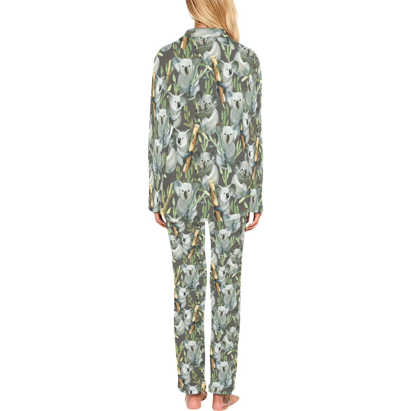 Koala Pattern Design Print Women's Long Pajama Set
