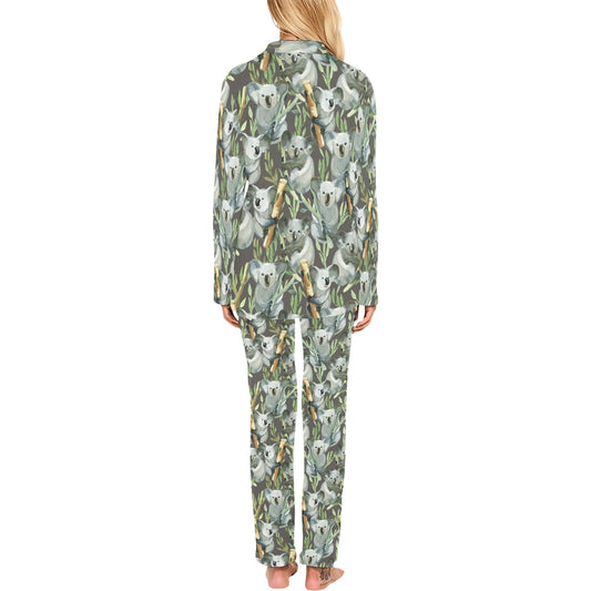 Koala Pattern Design Print Women's Long Pajama Set