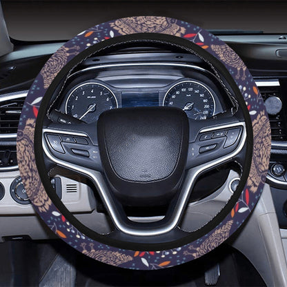 Turkey Print Design LKS401 Steering Wheel Cover with Elastic Edge