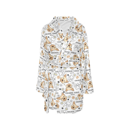 Yorkshire Terriers Print Design LKS308 Women's Fleece Robe
