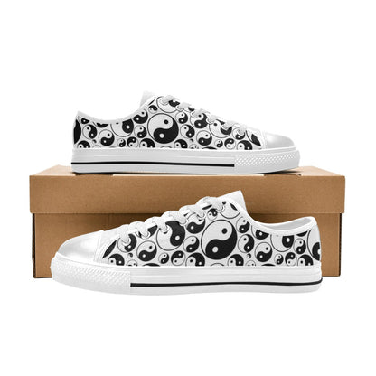Yin Yang Print Design LKS302 Women's White Low Top Shoes