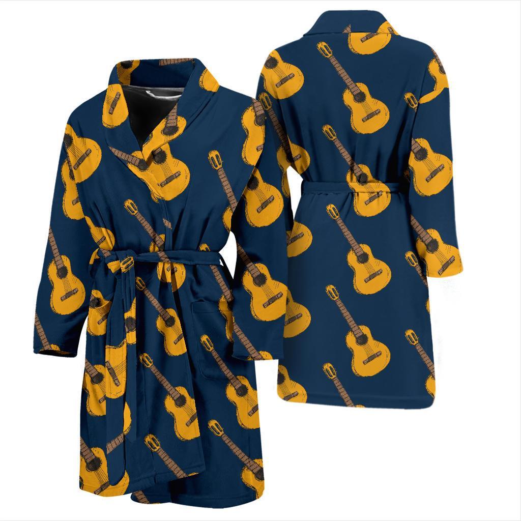 Acoustic Guitar Pattern Print Design 04 Men Bathrobe-JORJUNE.COM