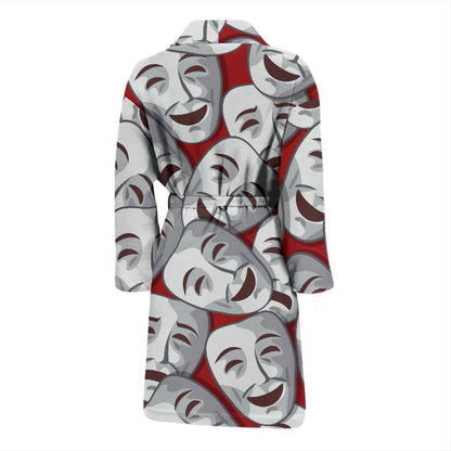 Acting Mask Pattern Print Design 01 Men Bathrobe-JORJUNE.COM