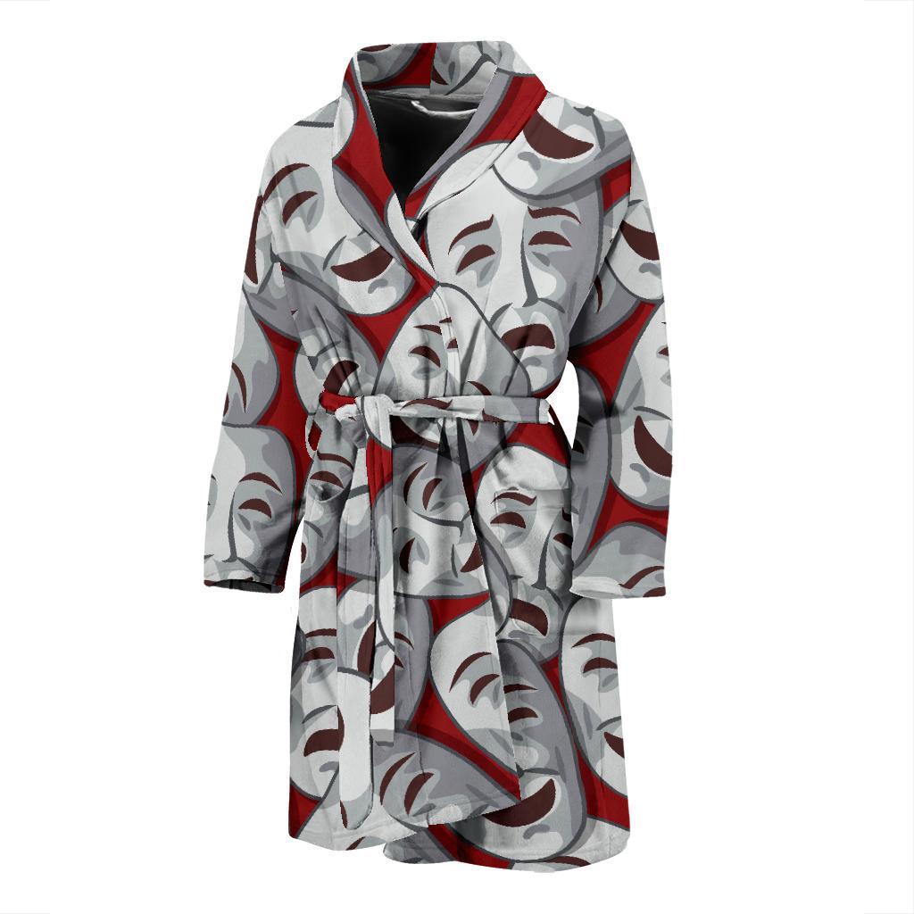 Acting Mask Pattern Print Design 01 Men Bathrobe-JORJUNE.COM