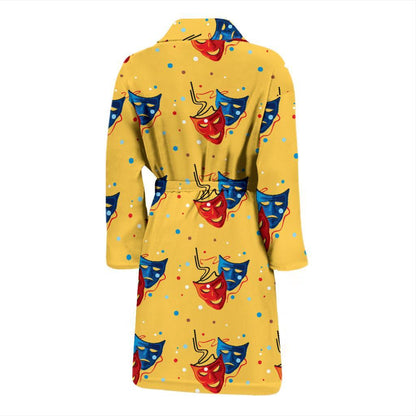 Acting Mask Pattern Print Design 02 Men Bathrobe-JORJUNE.COM