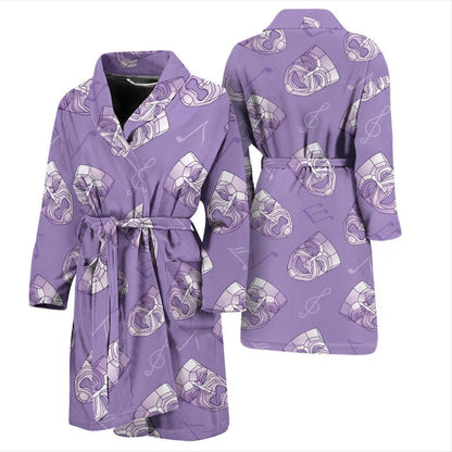 Acting Mask Pattern Print Design 05 Men Bathrobe-JORJUNE.COM