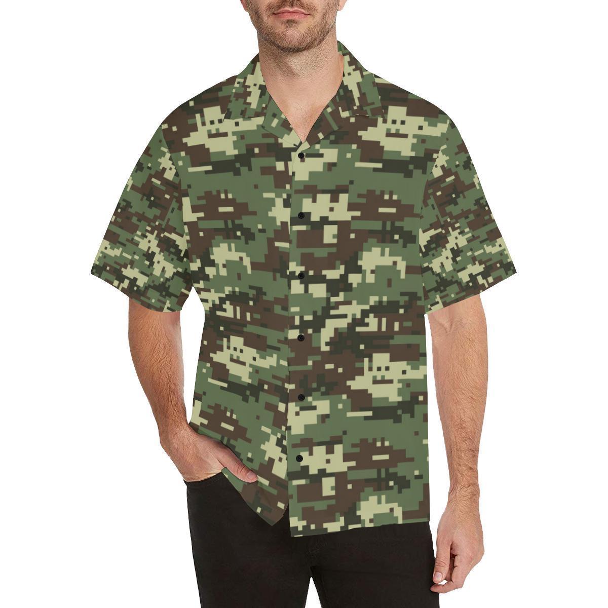 ACU Digital Army Camouflage Men Aloha Hawaiian Shirt
