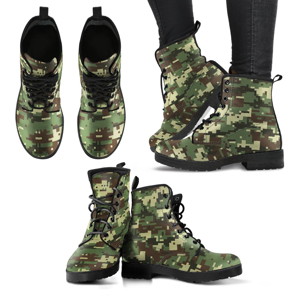 ACU Digital Army Camouflage Women Leather Boots-JTAMIGO.COM