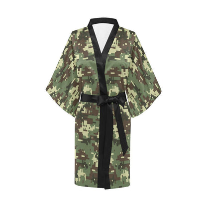 ACU Digital Army Camouflage Women Short Kimono Robe