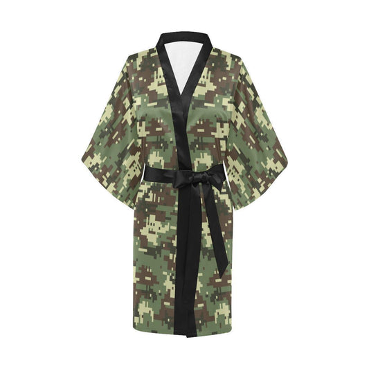 ACU Digital Army Camouflage Women Short Kimono Robe