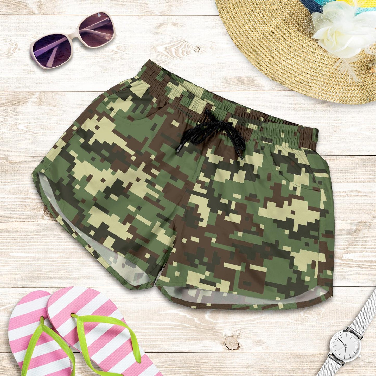 ACU Digital Army Camouflage Women Shorts-JTAMIGO.COM