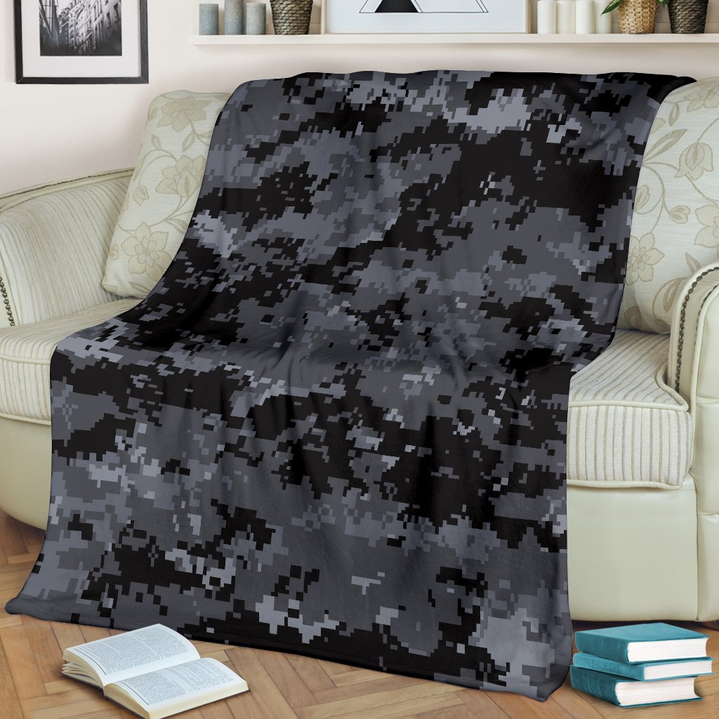 ACU Digital Black Camouflage Fleece Blanket