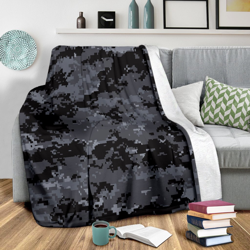 ACU Digital Black Camouflage Fleece Blanket