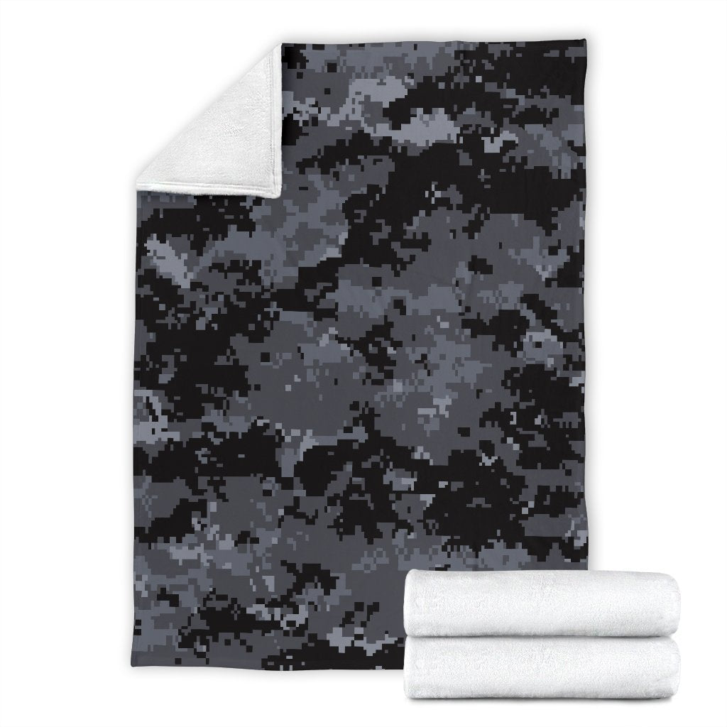 ACU Digital Black Camouflage Fleece Blanket