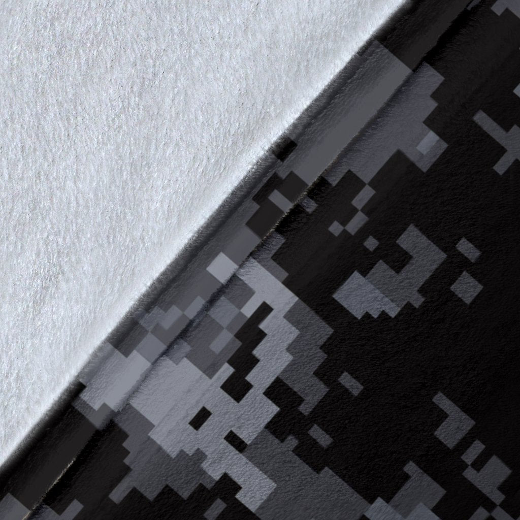 ACU Digital Black Camouflage Fleece Blanket