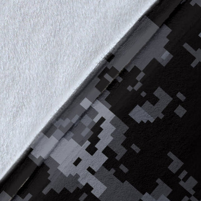ACU Digital Black Camouflage Fleece Blanket
