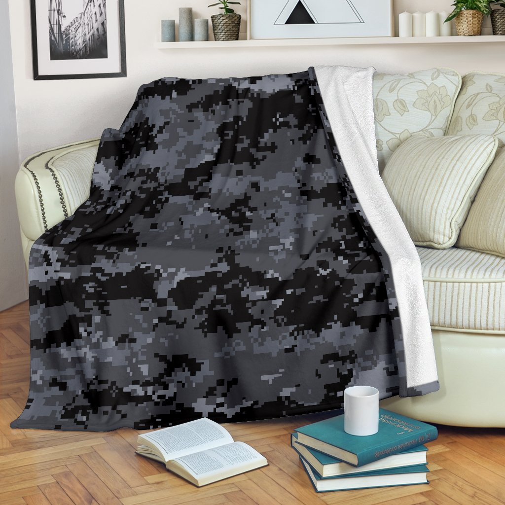 ACU Digital Black Camouflage Fleece Blanket