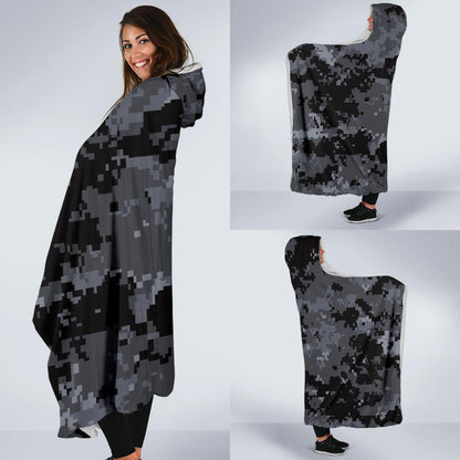 ACU Digital Black Camouflage Hooded Blanket-JTAMIGO.COM
