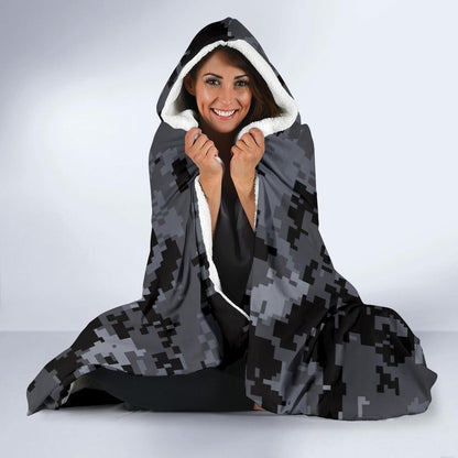 ACU Digital Black Camouflage Hooded Blanket-JTAMIGO.COM