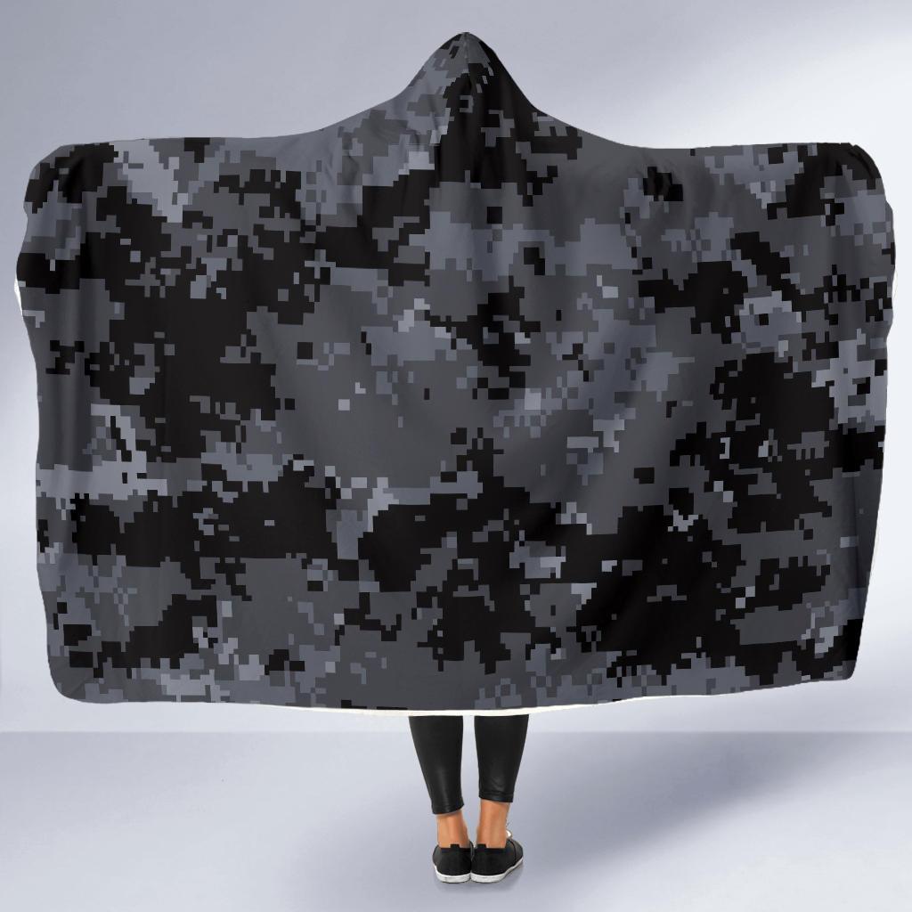 ACU Digital Black Camouflage Hooded Blanket-JTAMIGO.COM