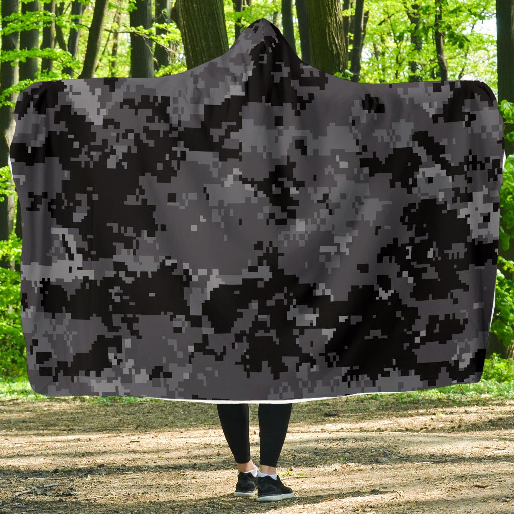 ACU Digital Black Camouflage Hooded Blanket-JTAMIGO.COM