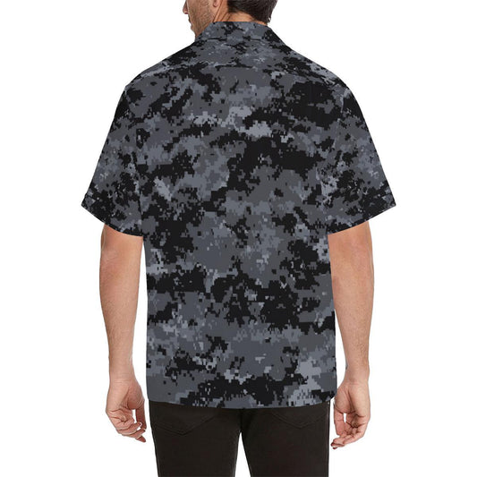 ACU Digital Black Camouflage Men Aloha Hawaiian Shirt